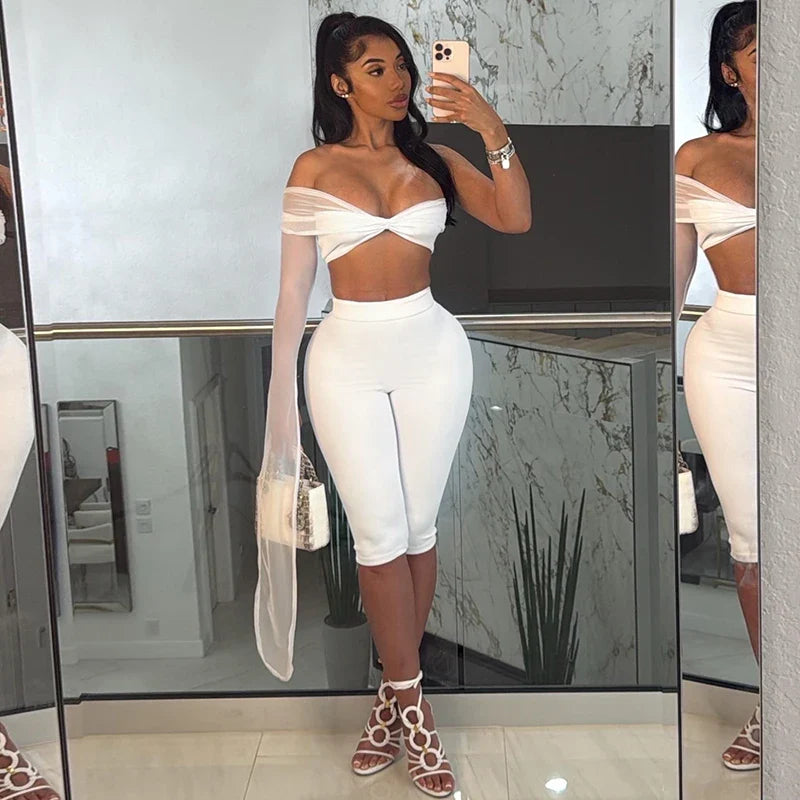 Twist Shoulder Capri Set