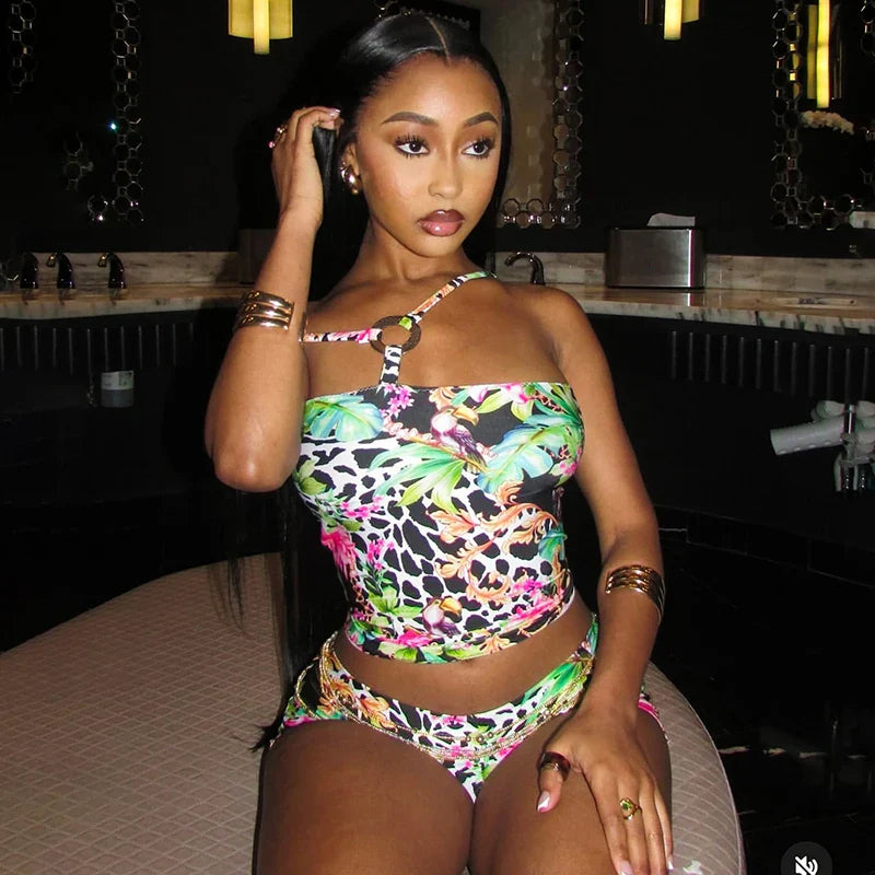 Tropical Jungle Strap Shorts Set