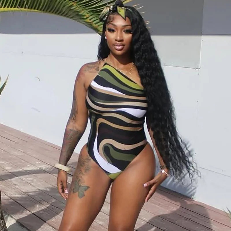Swirl One-Shoulder Bodysuit