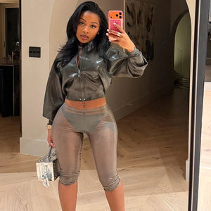 Sheer High-Shine Pants