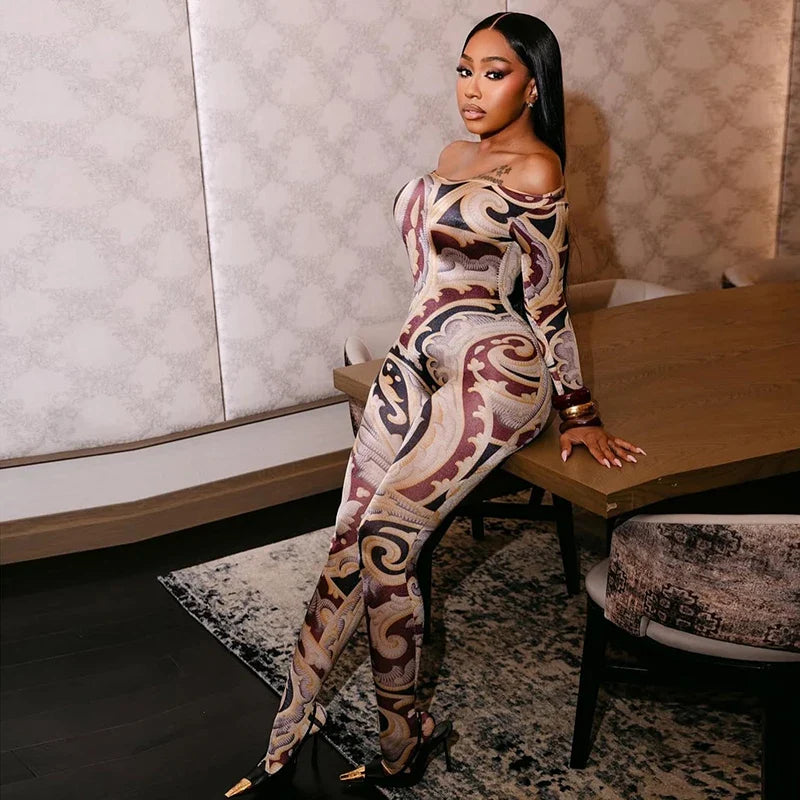 Baroque Off-Shoulder Jumpsuit