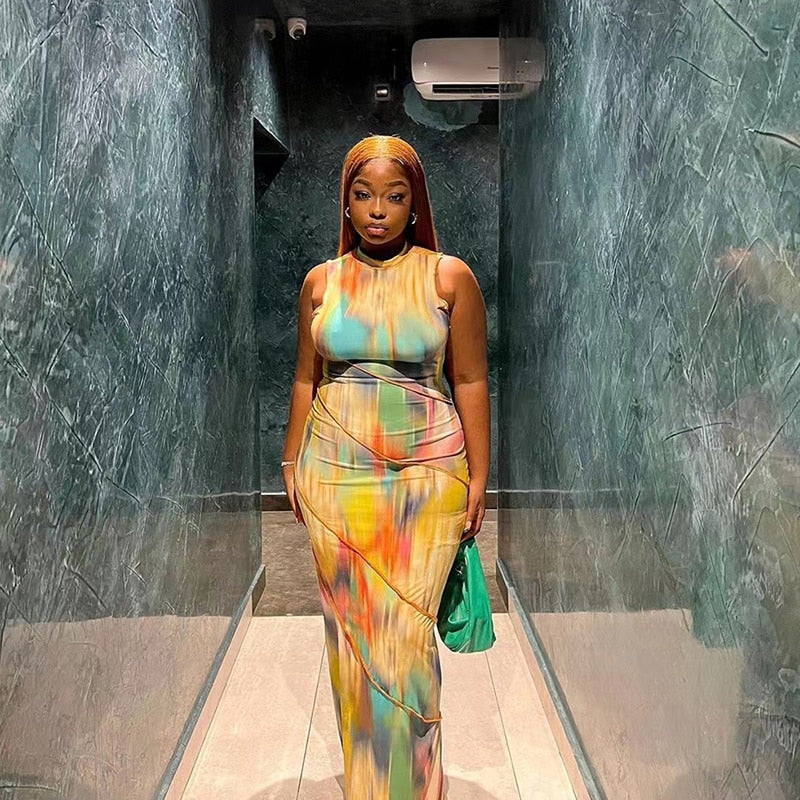 Aesthetic Tie Dye Maxi Dress