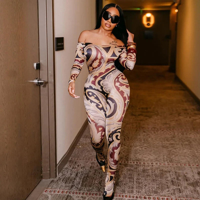 Baroque Off-Shoulder Jumpsuit