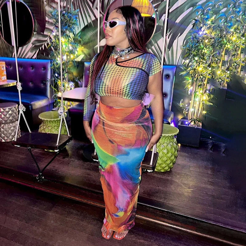 Aesthetics Colorful High Waisted Skirt