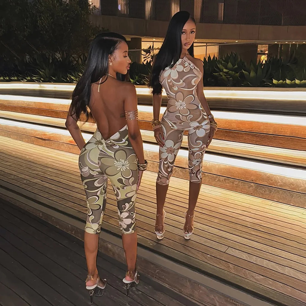 Retro Bloom Backless Playsuit