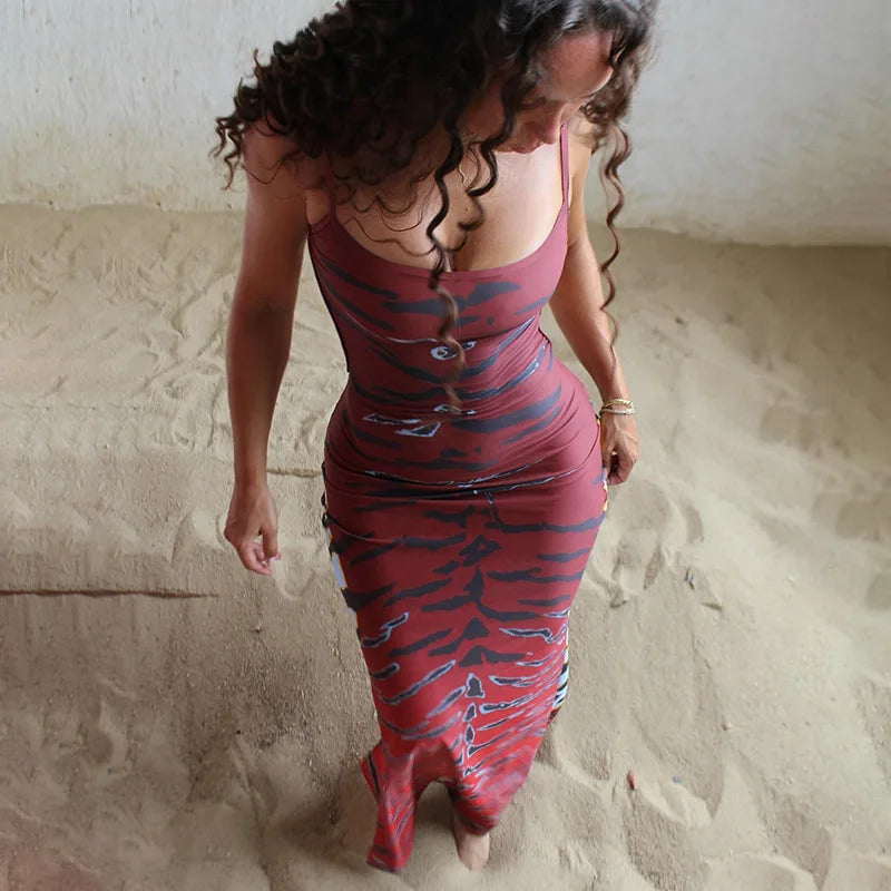 Tiger Dusk Backless Maxi Dress