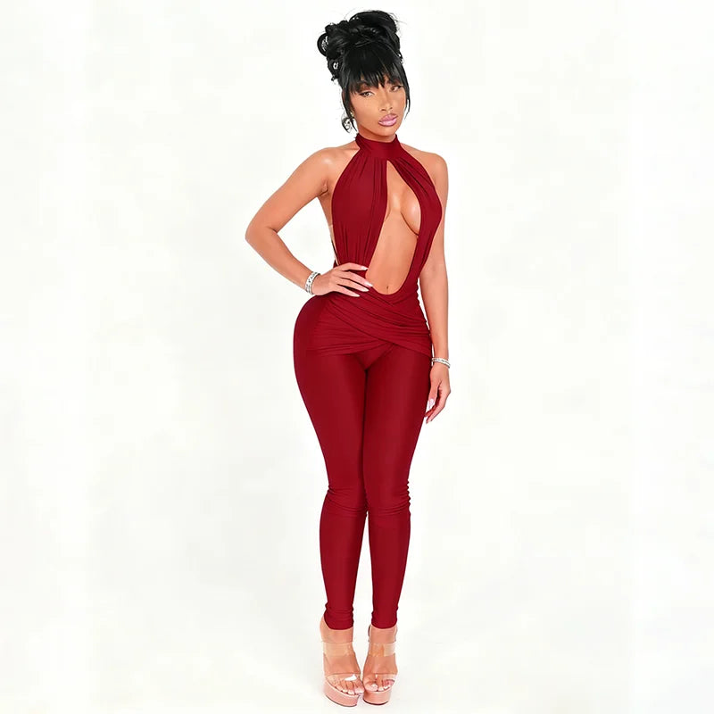Deep Plunge Halter Jumpsuit