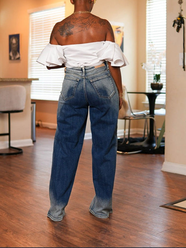 Gerade Jeans mit Farbverlauf