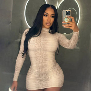 Mock Neck Snake Mini Dress