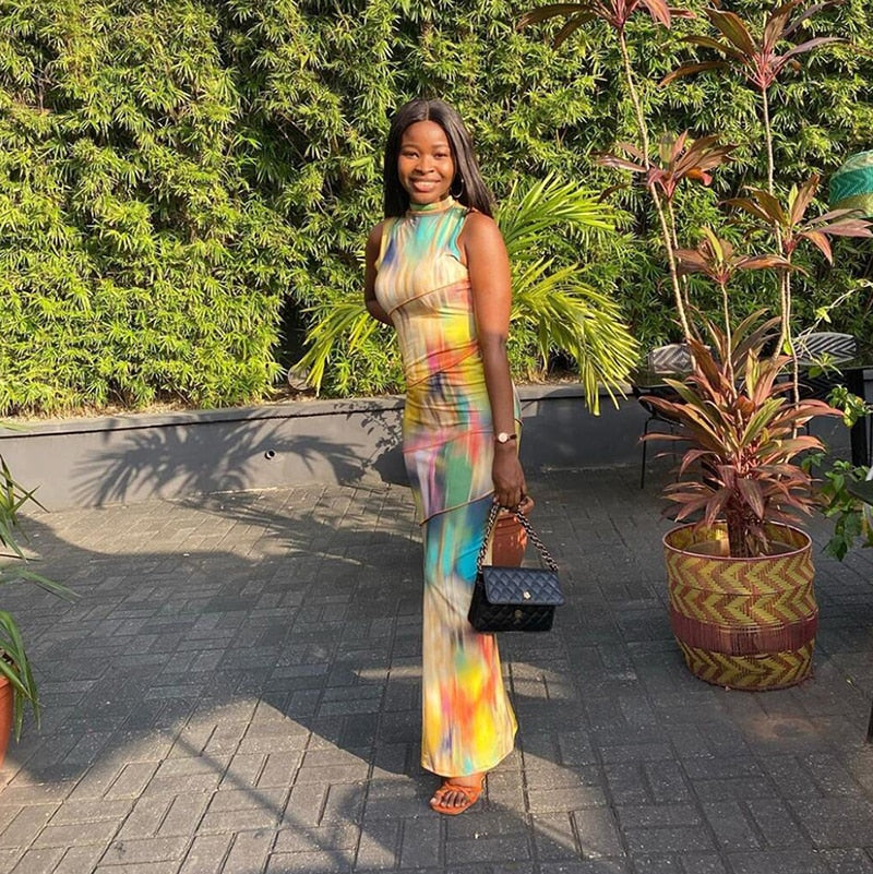 Aesthetic Tie Dye Maxi Dress
