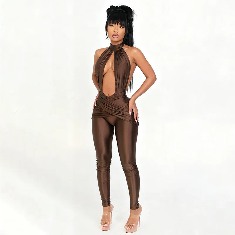 Deep Plunge Halter Jumpsuit