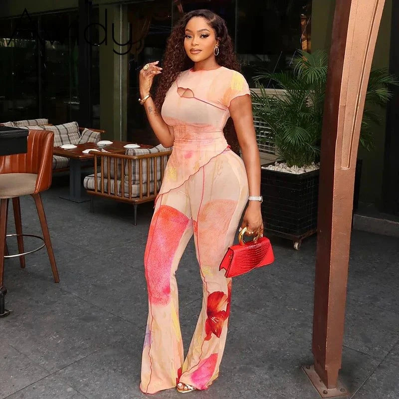 Floral Illusion Mesh Two-Piece Set