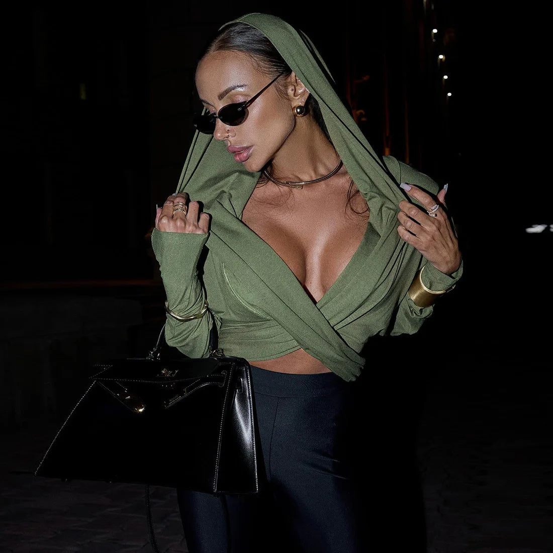 Drape Hooded Wrap Top