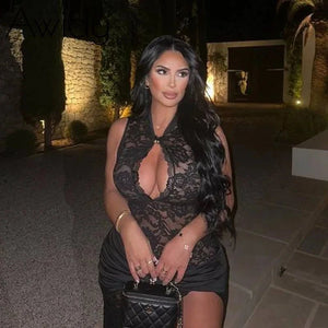 Full Lace Slit Maxi Dress