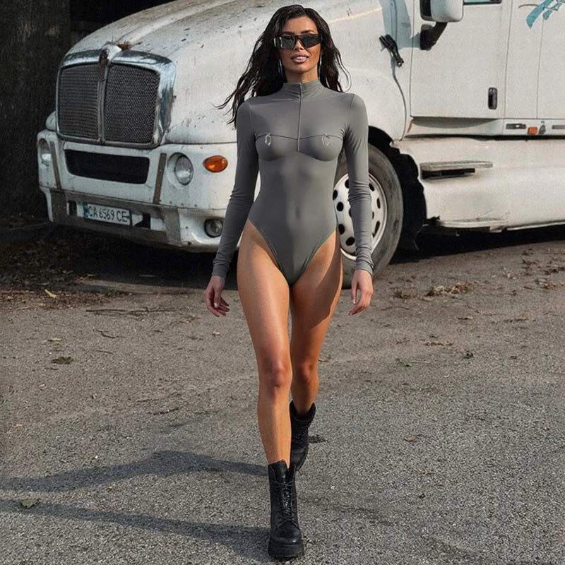 Mock Neck Piercing Bodysuit