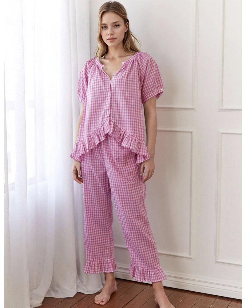 Seersucker Gingham PJ Set