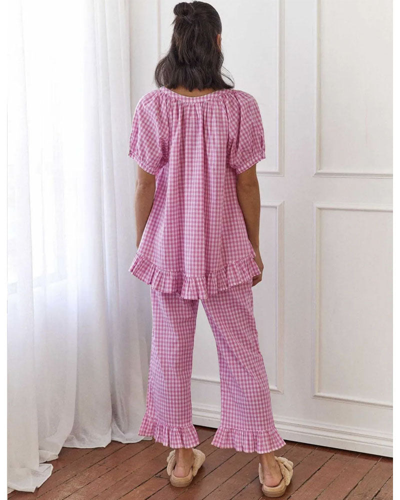 Seersucker Gingham PJ Set