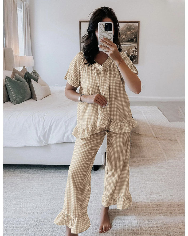Seersucker Gingham PJ Set