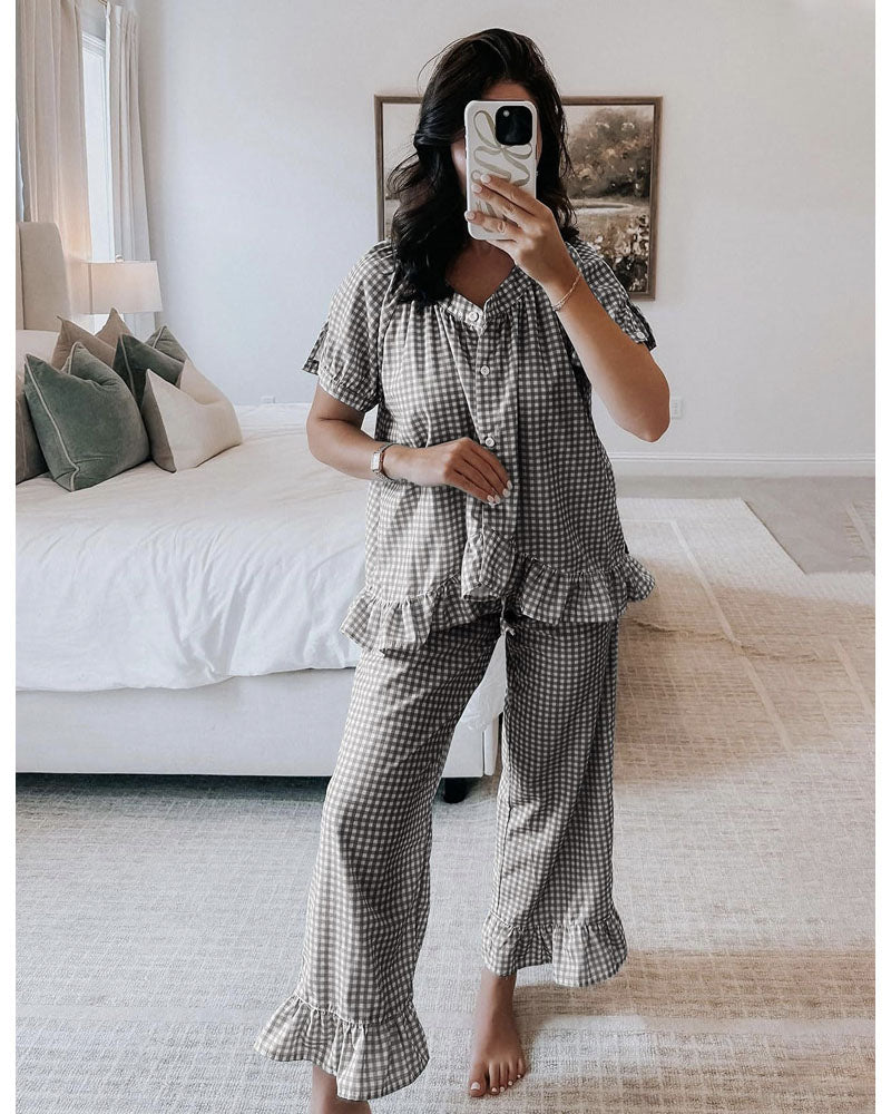 Seersucker Gingham PJ Set