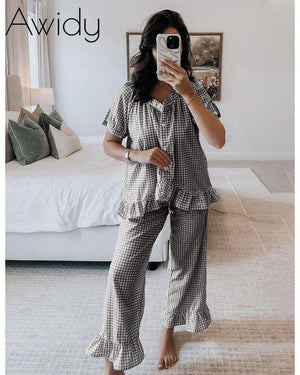 Seersucker Gingham PJ Set