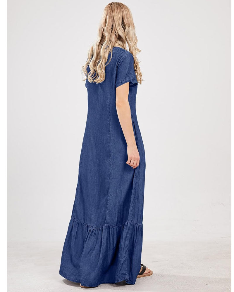 Self Love Denim Maxi Dress