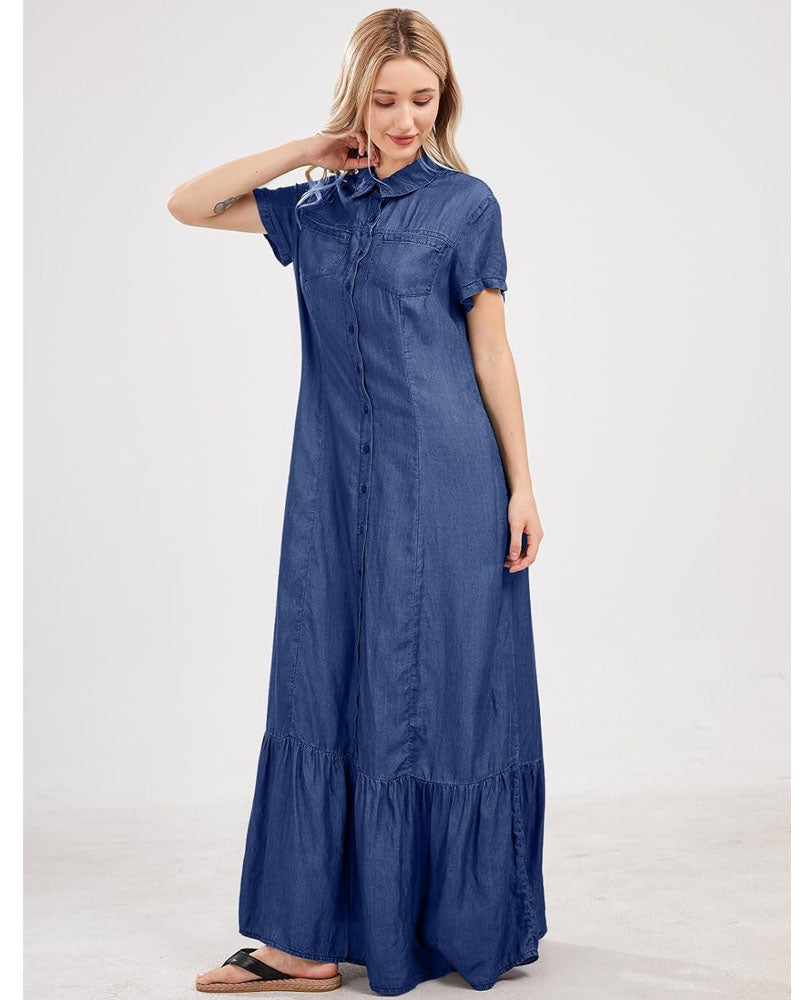Self Love Denim Maxi Dress