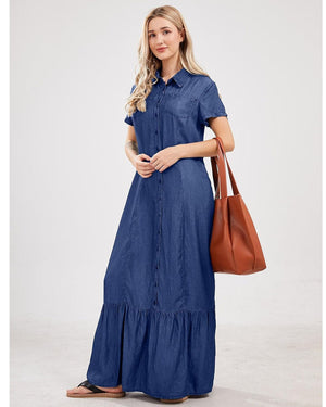 Self Love Denim Maxi Dress