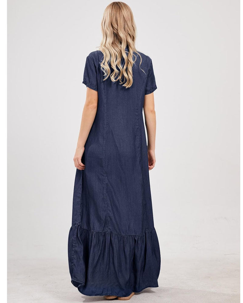 Self Love Denim Maxi Dress