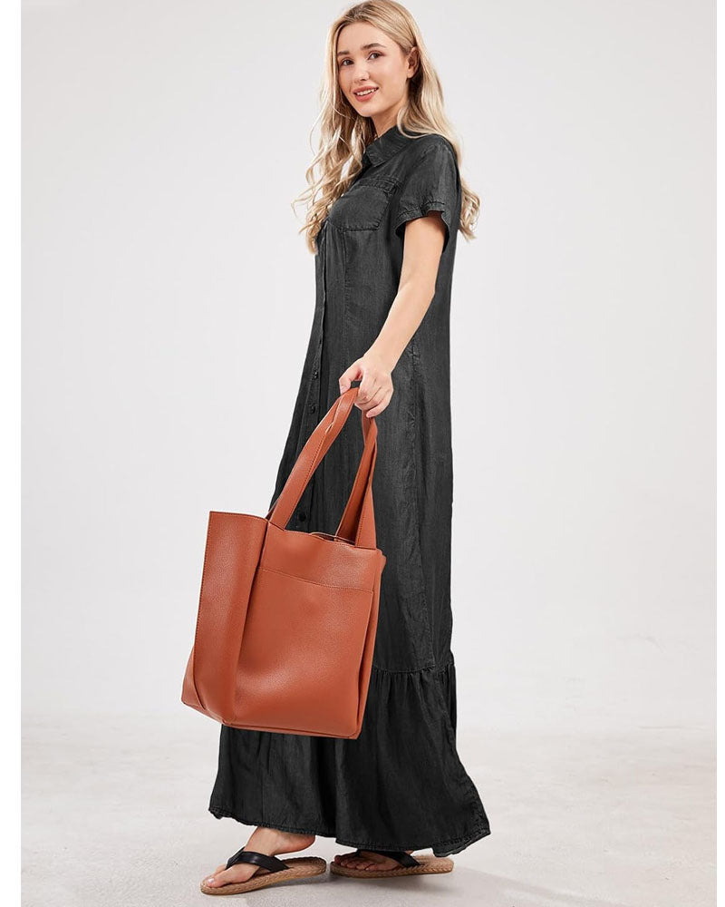 Self Love Denim Maxi Dress