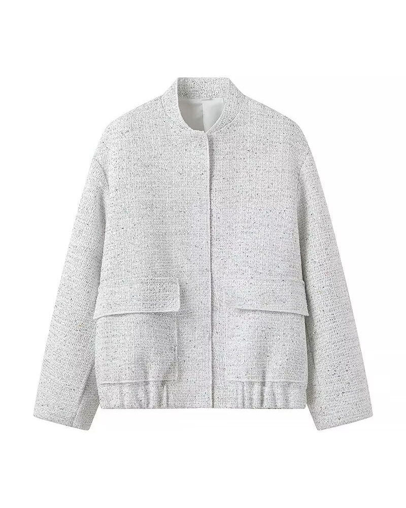 Sequined Bomber Jacket White