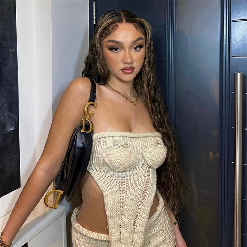 Irregular Knitted Sexy Set