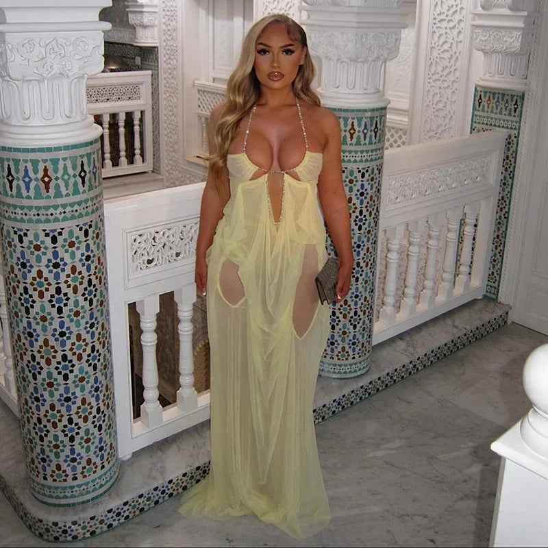 Jeweled Chain Maxi Dress