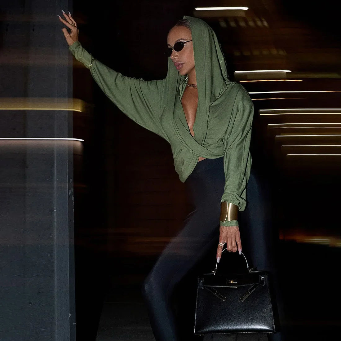 Drape Hooded Wrap Top