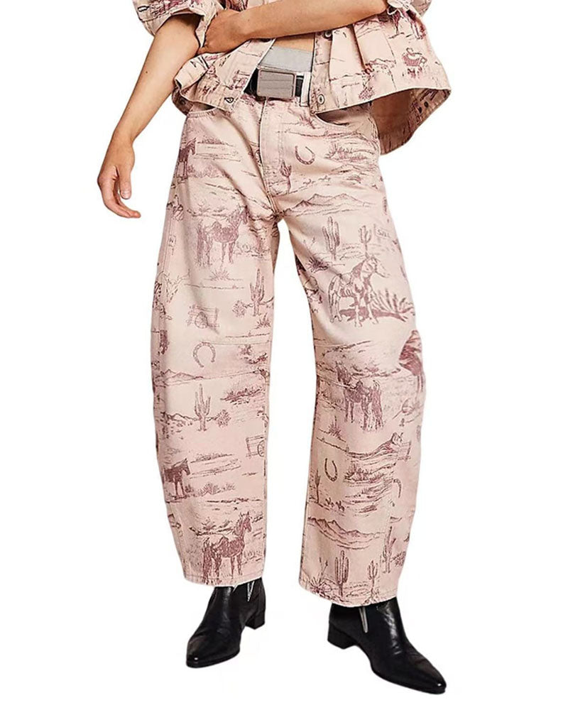 Sienna Paisley Barrel Jeans