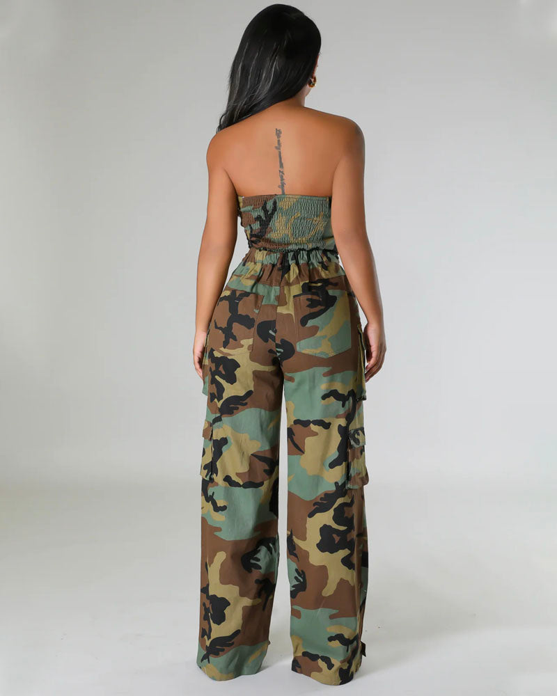 Stay Chic Camo Cargo Set/Jumpsuit