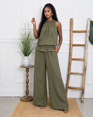Solea Ruffle Linen Pants Set