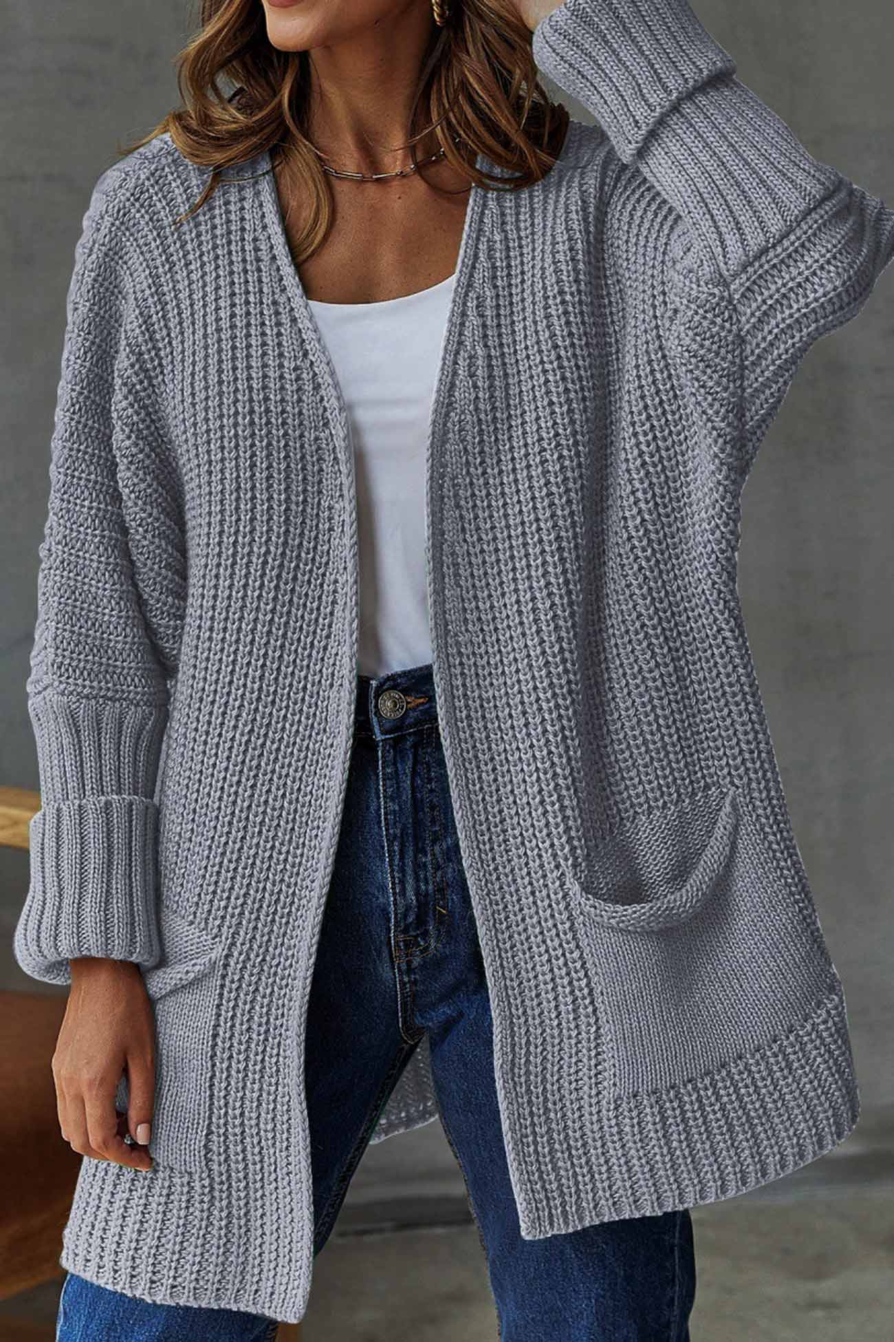 Solid Open Front Long Cardigan