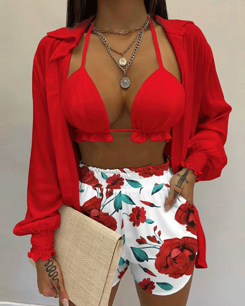 South Beach Gal Swim Set Print-B