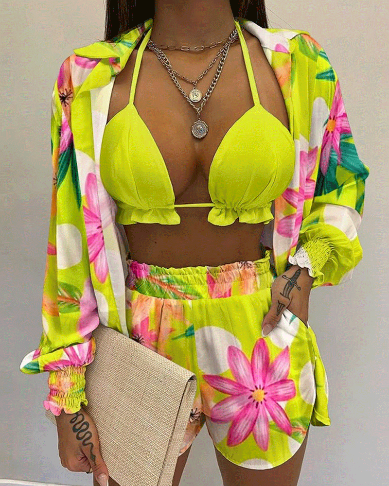 South Beach Gal Swim Set Print-C
