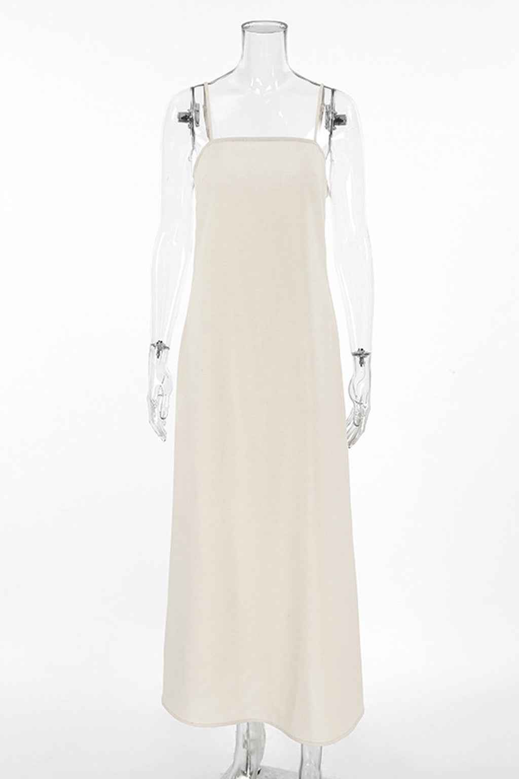 Spaghetti Straps A-line Cotton Linen Dress