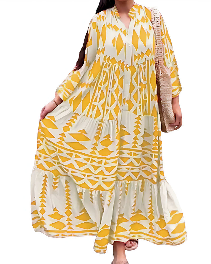 Spot Me Out Tiered Maxi Dress Yellow