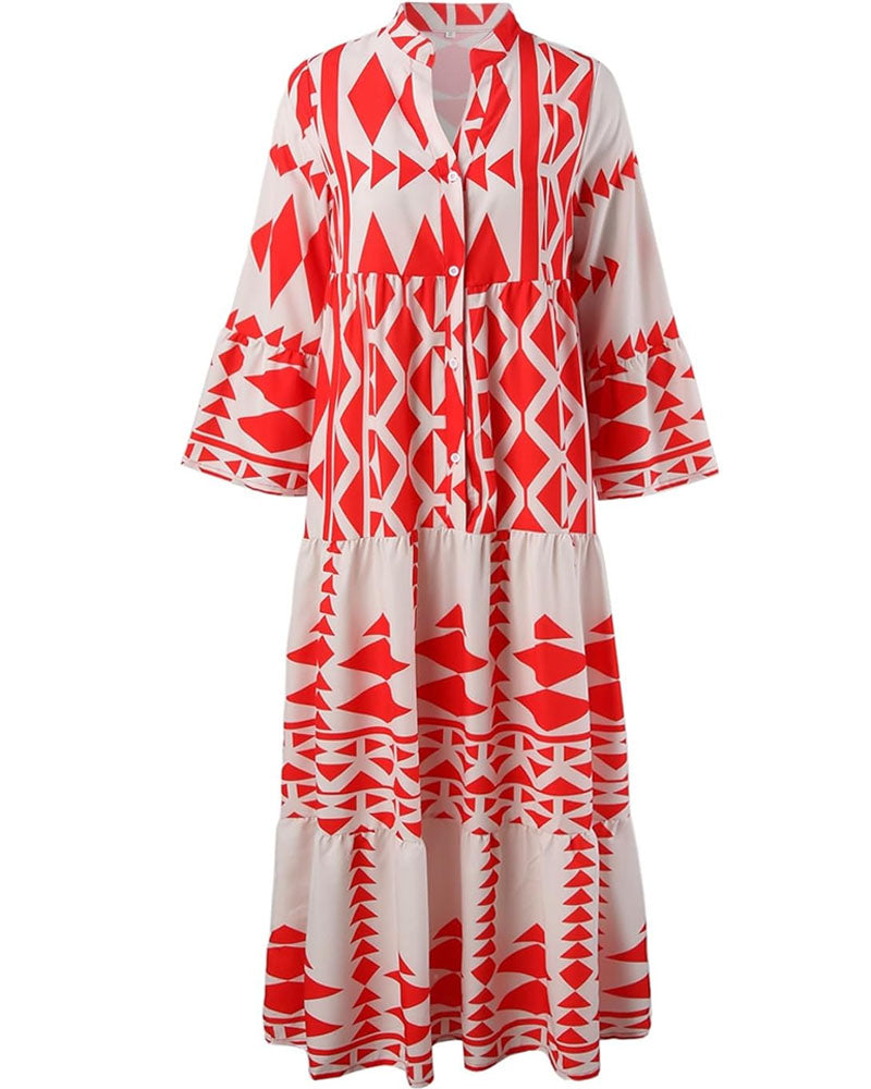 Spot Me Out Tiered Maxi Dress Red