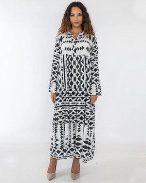 Spot Me Out Tiered Maxi Dress Black