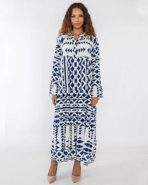 Spot Me Out Tiered Maxi Dress Navy Blue