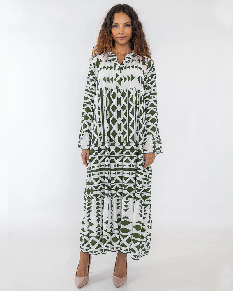 Spot Me Out Tiered Maxi Dress Green