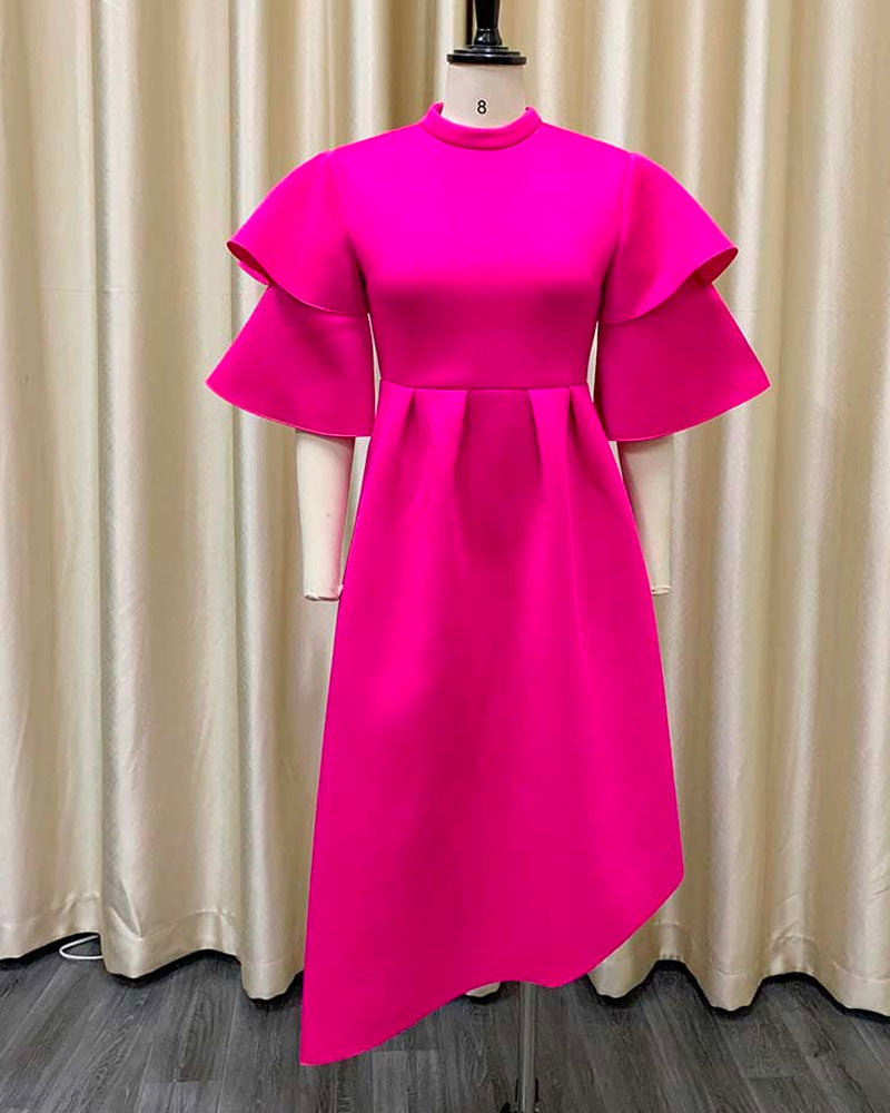 Such a Lady Asymmetrical Dress Hot Pink