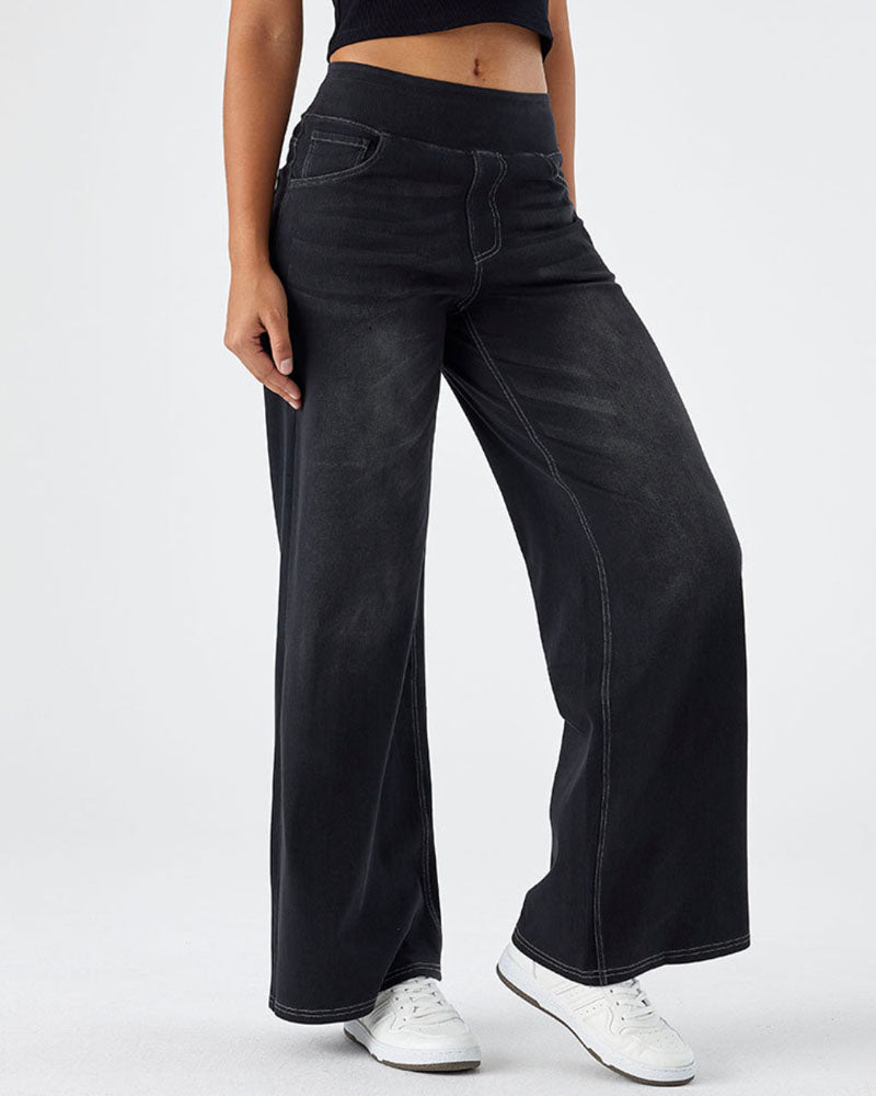 Super Stretch Wide Leg Jeans Grey