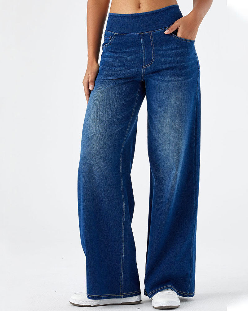 Super Stretch Wide Leg Jeans Denim Blue