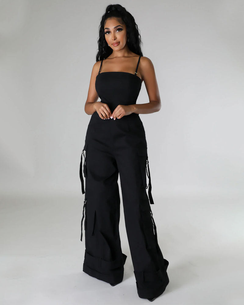 Sweetheart Cargo Jumpsuit BLACK