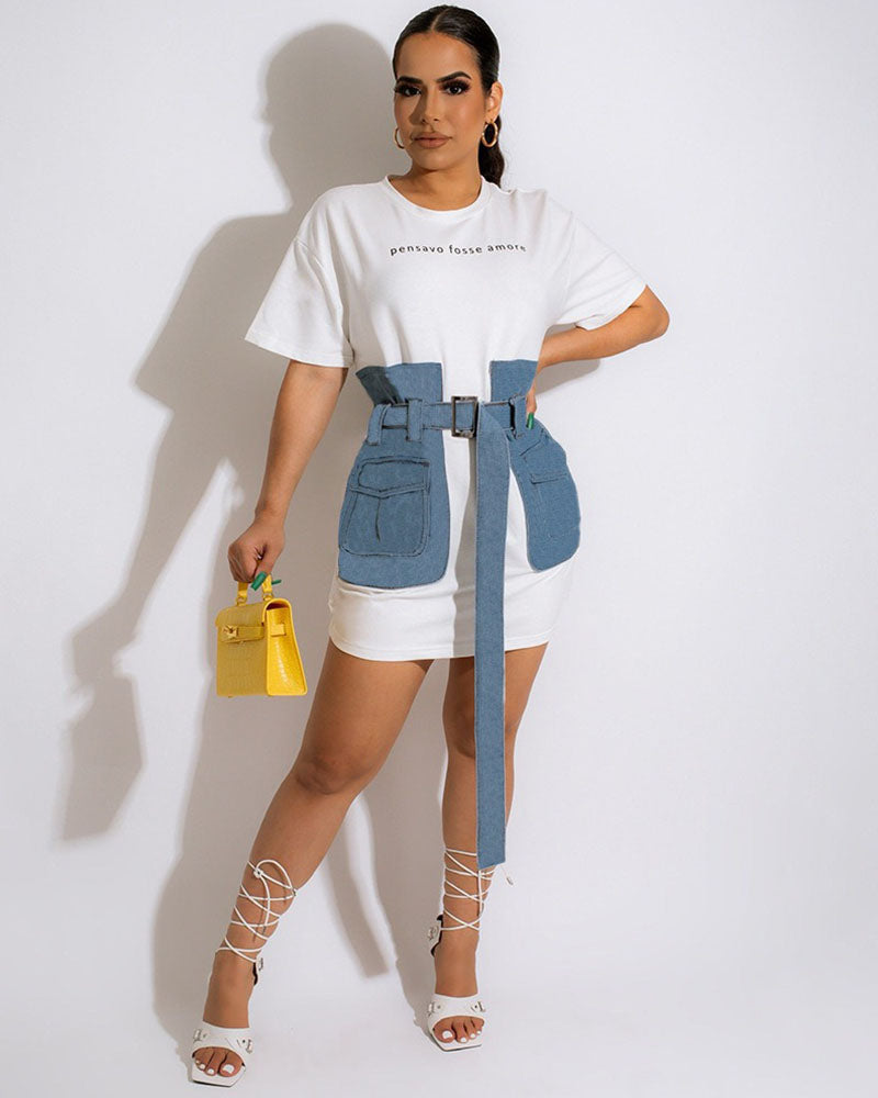 T-Shirt-Wickelkleid aus Denim